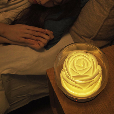 ED Night Light Aroma Oil Diffuser Máy tạo ẩm 400ml Hình dạng bông hoa Màu trắng
