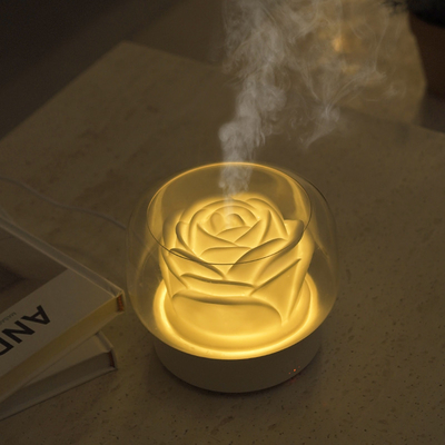 400ml 7 Đèn LED đầy màu sắc Đèn xông tinh dầu ban đêm Máy khuếch tán hương thơm Thiết kế hoa Máy khuếch tán tinh dầu