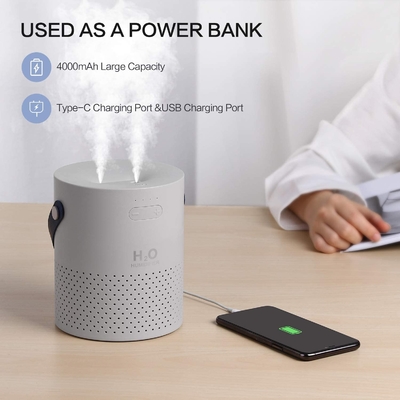 Pin 4000mAh Máy tạo ẩm không khí siêu âm 1.1L Máy tạo ẩm phun sương làm mát USB mini